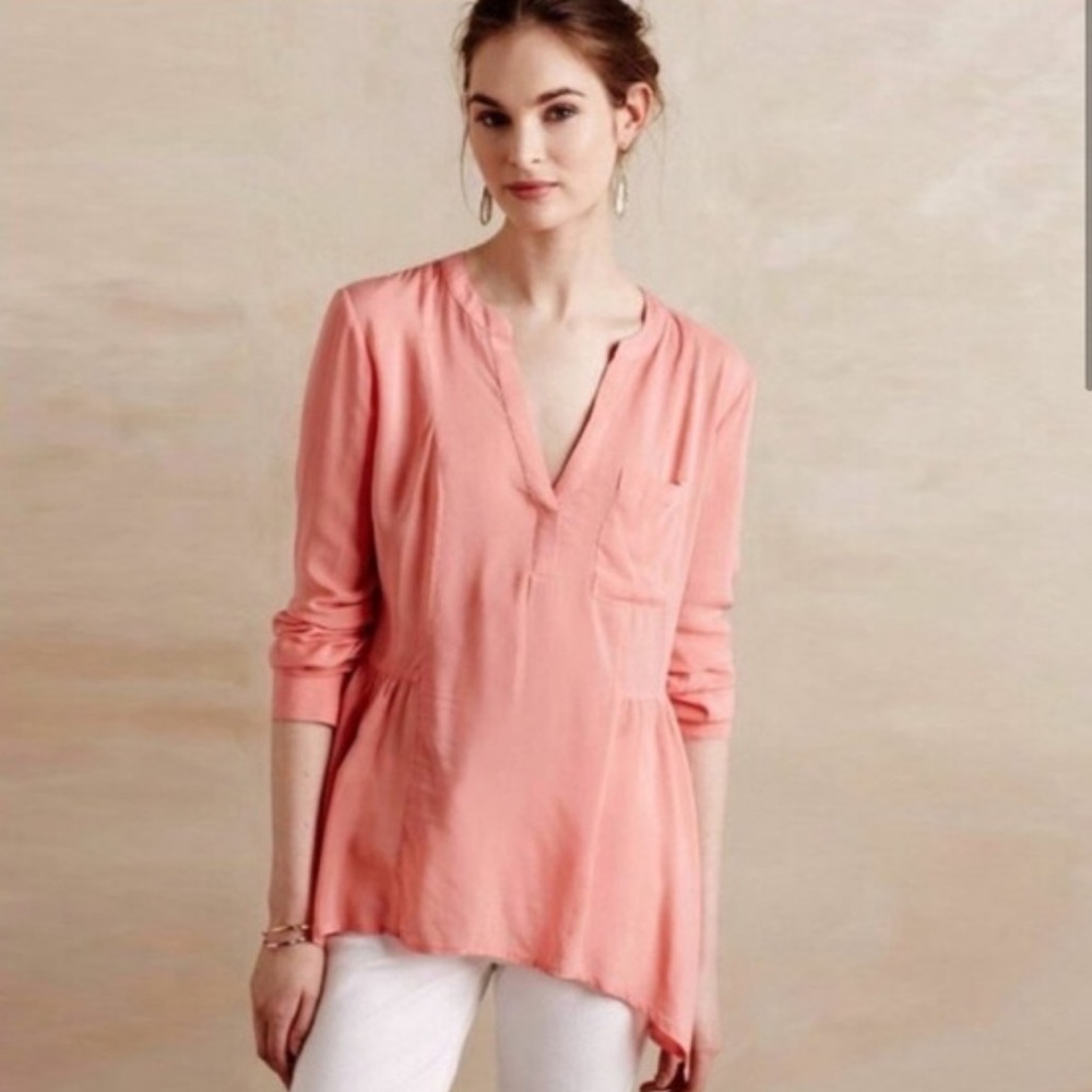 Anthropologie Maeve Women's Peach tunic top size 12 like new